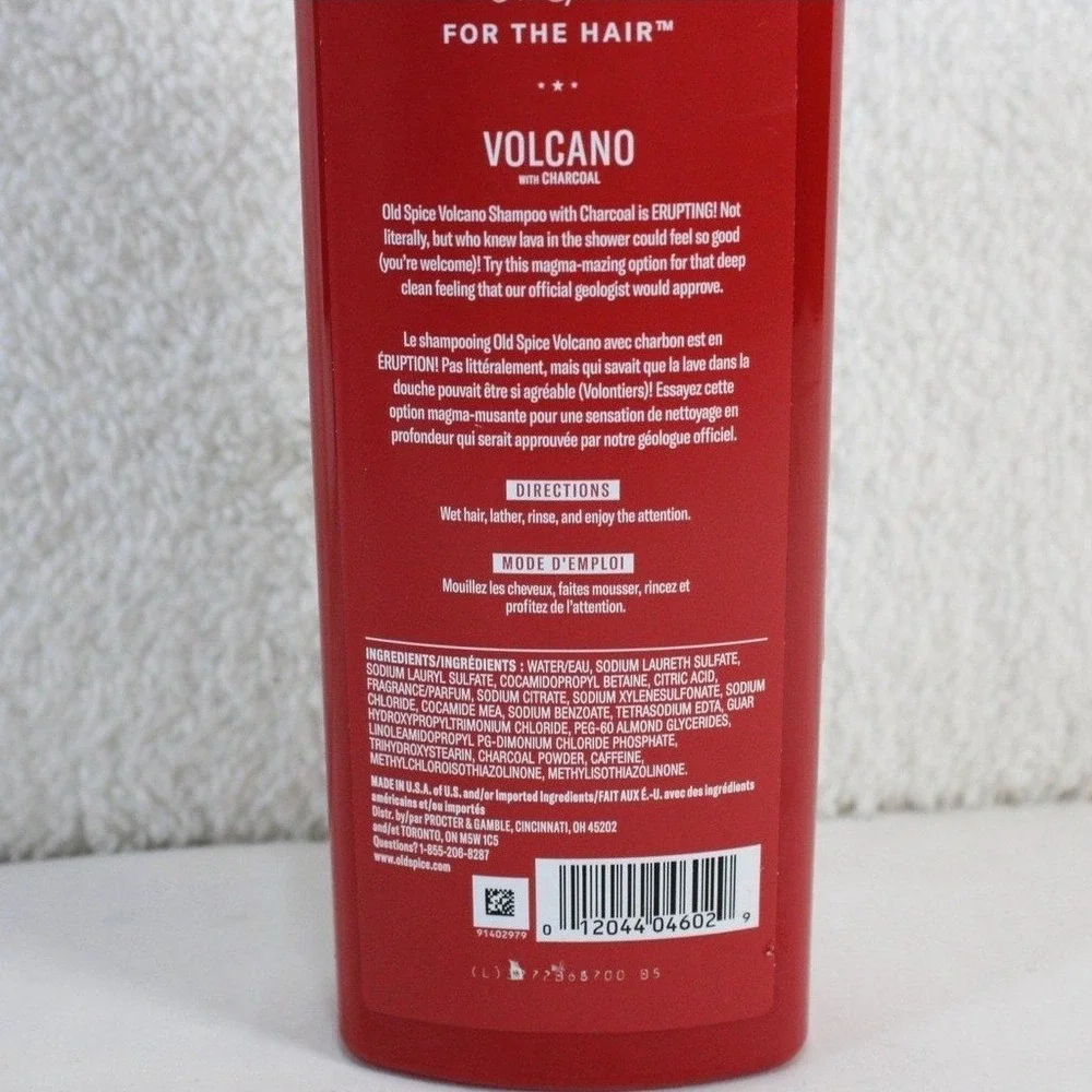 Old Spice Shampoo Lot 4 Fiji Coconut 2-in-1 & Volcano Charcoal 13.5oz Bottles
